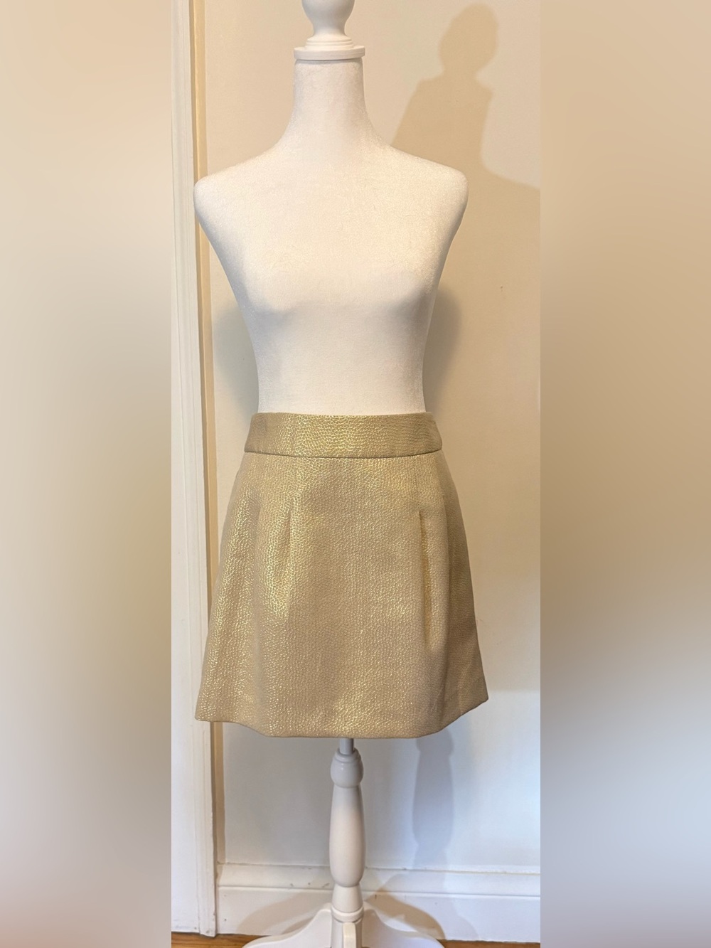 Banana Republic Metallic Gold Skirt w/Pleats and Pockets